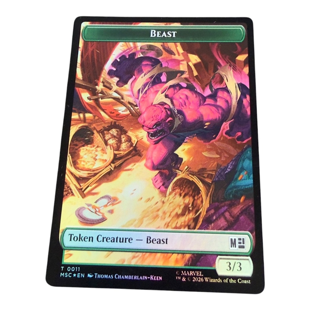 Magic The Gathering Marvel Secret Lair Beast Vibranium Double Sided Foil Token